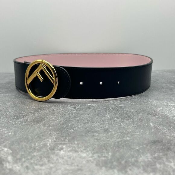 NWT Fendi Vitello Liberty F is Fendi Bi-Color Reversible Belt Black Pink Leather - Picture 3 of 15